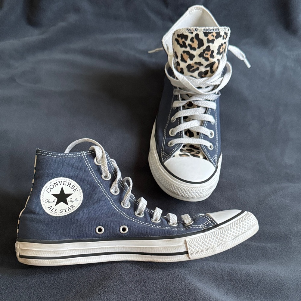 Converse High-Top Sneakers with Leopard Lining